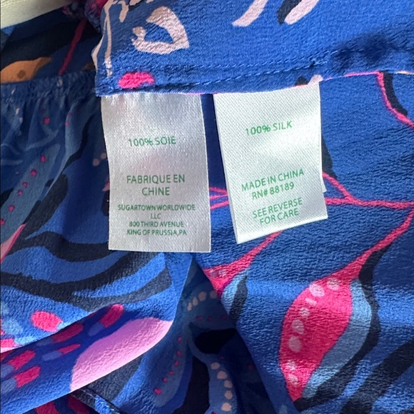 Lilly Pulitzer Sarita Silk Long Sleeve Blouse Top Sz 10 - Picture 5 of 5